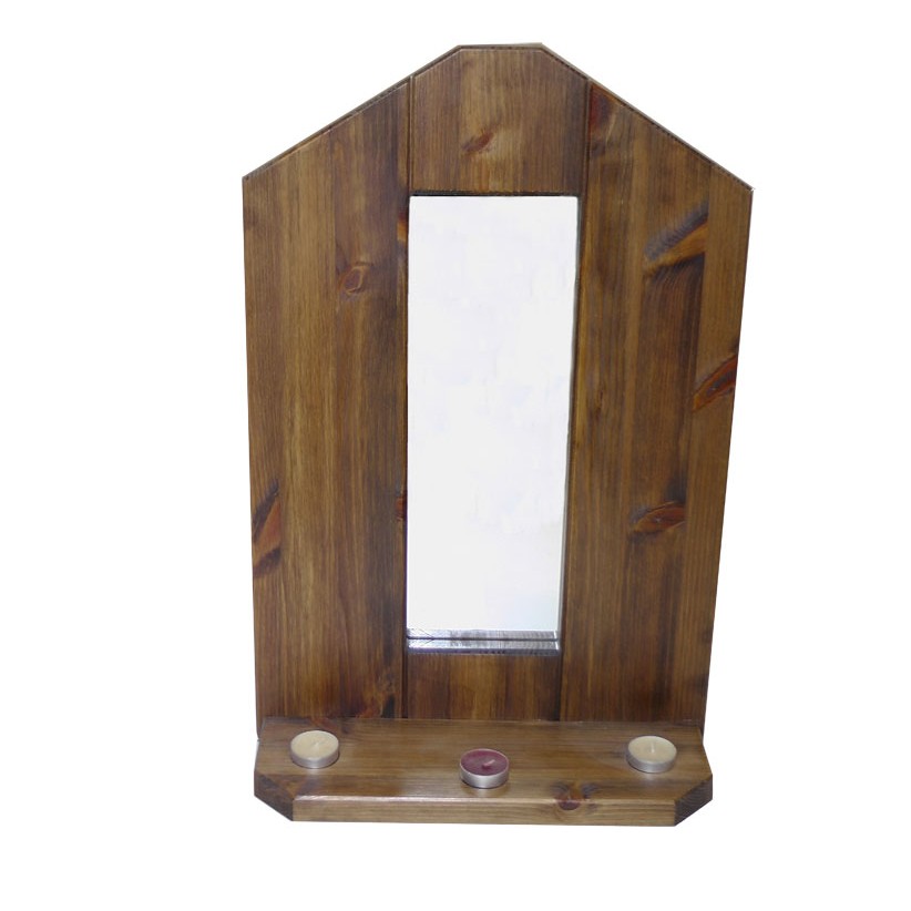 Pine Shelf Mirror - Stained