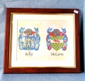 framed large double family coat of arms - front angle